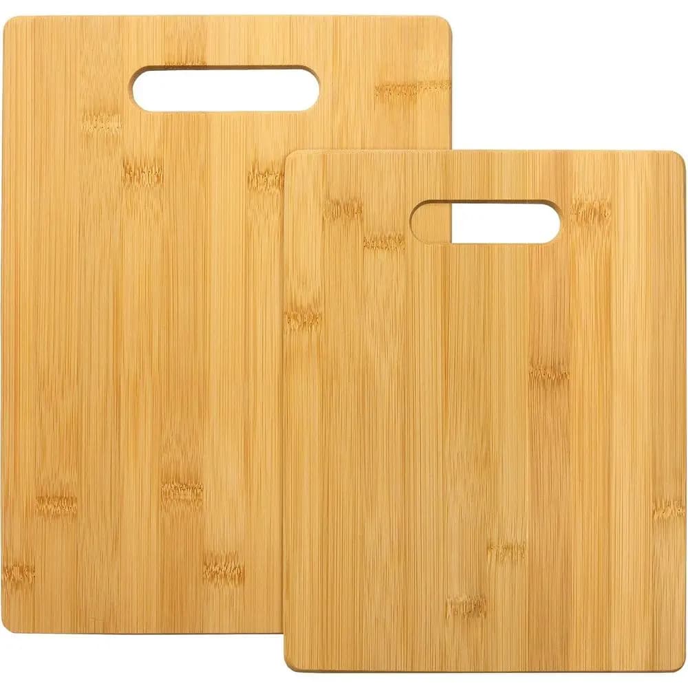 Reversible Bamboo Cutting Board Set, Chopping Boards with Handles in Medium and Large Sizes