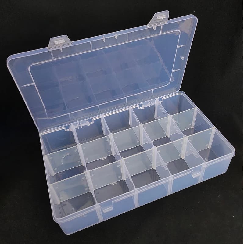 15-Grid Adjustable Plastic Organizer Box, Removable Dividers Storage Case for Jewelry, Beads & Crafts