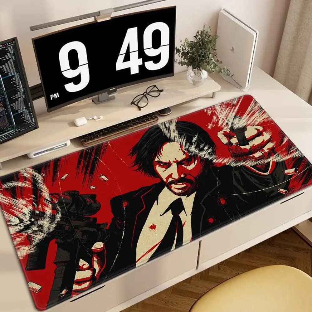 Tappetino per mouse grande J-John Wick Tappetino da scrivania XXL Accessori da gioco Tastiera per giocatori da ufficio Tappetino da scrivania Tappetino per mouse anime in gomma per laptop antiscivolo