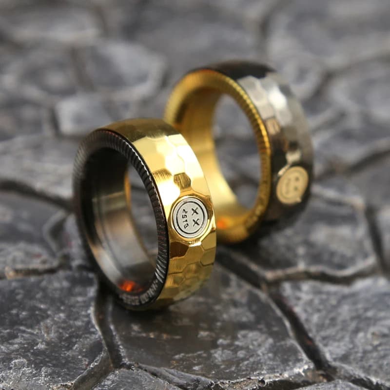 Anello a cricchetto in acciaio inossidabile Meccanico Fidget EDC Giocattoli Anello tattile regolabile Punta delle dita Giocattoli per pneumatici in metallo Spinner antistress
