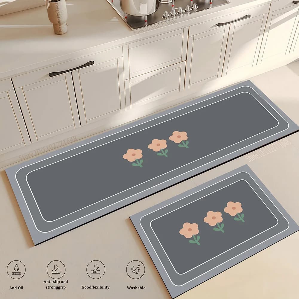 Tappetino da cucina a fiori anti-fatica antiscivolo lavabile lungo grande tappeto morbido soggiorno comodino zerbino d'ingresso zerbino