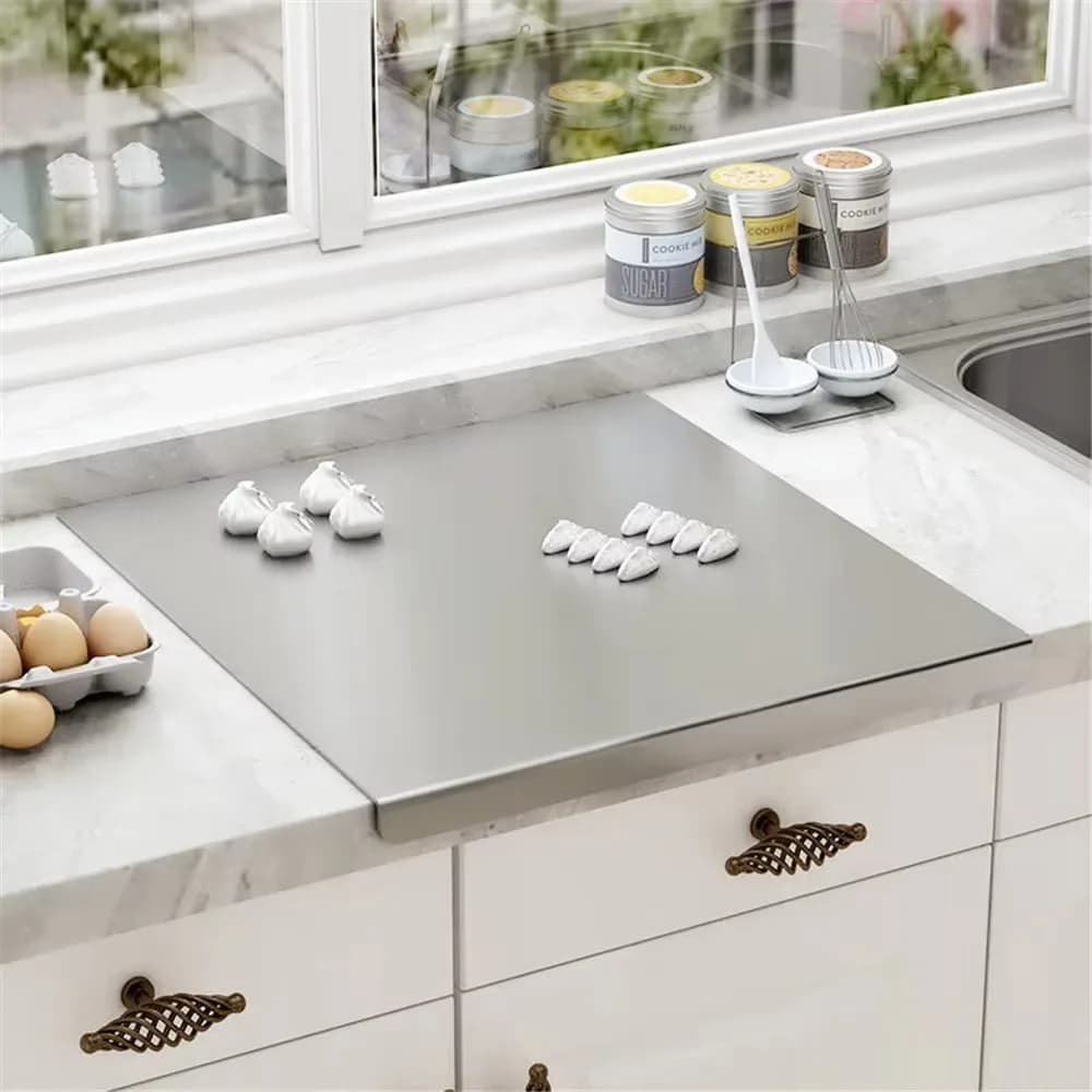 With Lip Stainless Steel Cutting Board Rectangular Anti-Slip Cutting Chopping Boards Easy Clean Anti-mildew Countertop Protector
