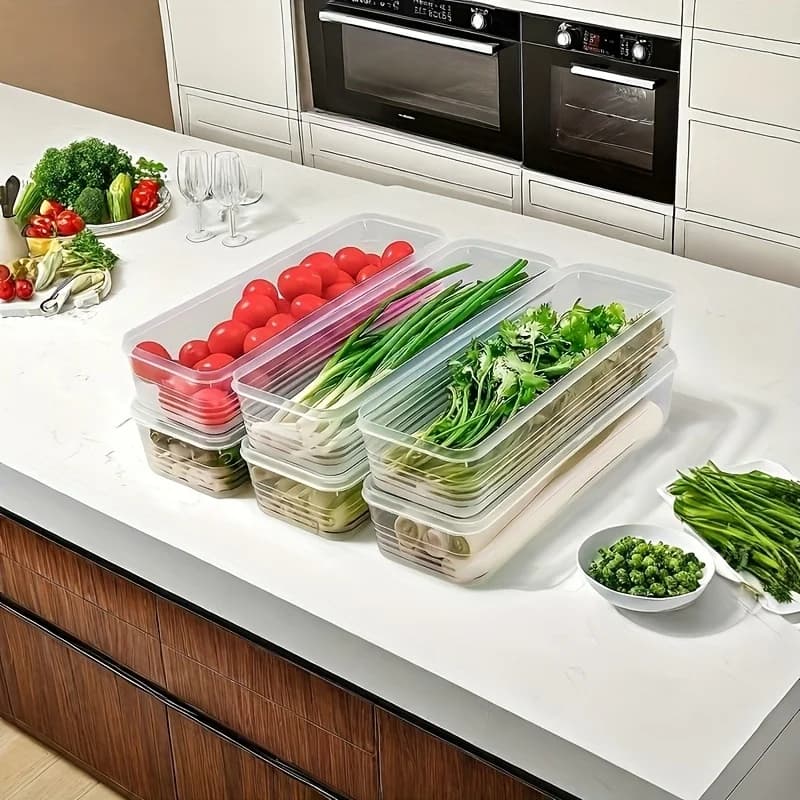 2/4/6pcs Food Vegetable Storage Containers - Refrigerator Storage Box - Durable Sealed Kitchen Storage Box, Kitchen Organizer