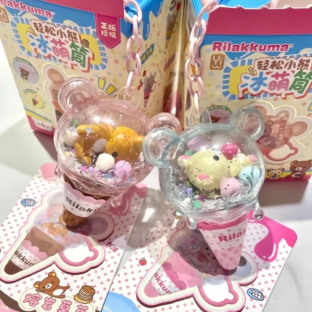 Rilakkuma Ice Cream Theme Pendant Blind Box Cute Cartoon Bag Charm Keychain Trendy Decor Accessory Box Ornament Gift Fans Girls