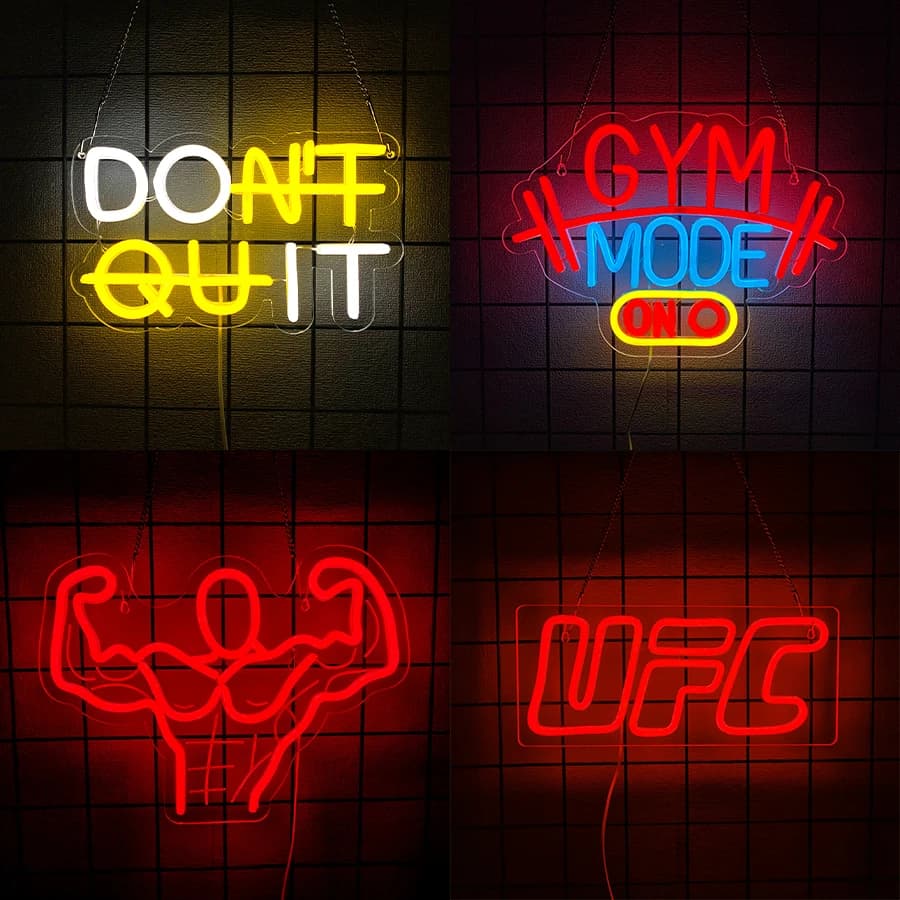 Insegna al neon serie Fitness per decorazioni murali, luce al neon a LED per sala da ufficio, sala da palestra, grotta uomo, club fitness, garage, regalo per appassionati di sport