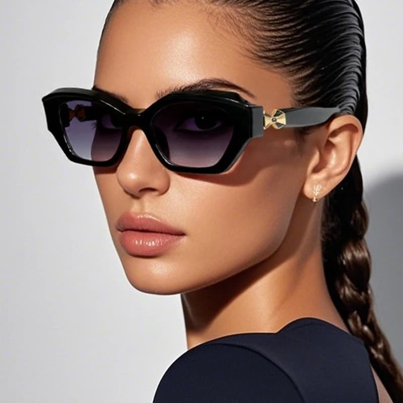 Car Sunglasses 3pcs Fashion Cat Eye Metal Sun Glasses Women Oval Small Frame Eyewear Personality Simple Sun Protection Glasses