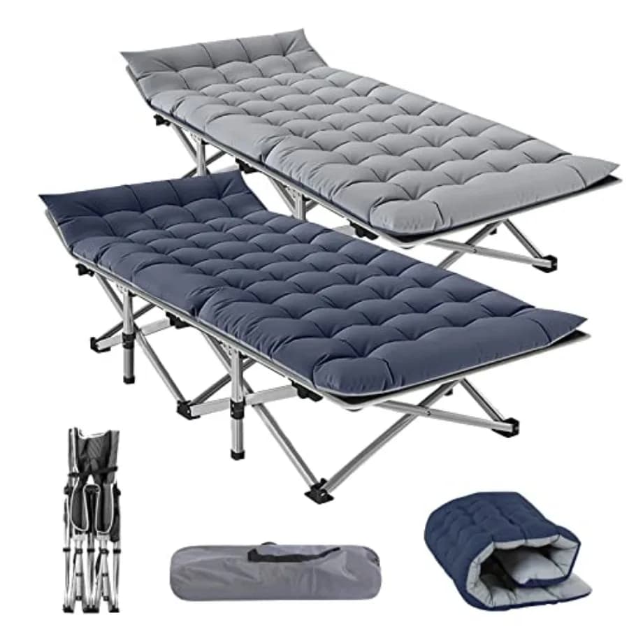 Lettini da campeggio pieghevoli per adulti, lettino portatile con materasso, letto da esterno resistente con borsa per il trasporto, lettini in tessuto Oxford 1200D.