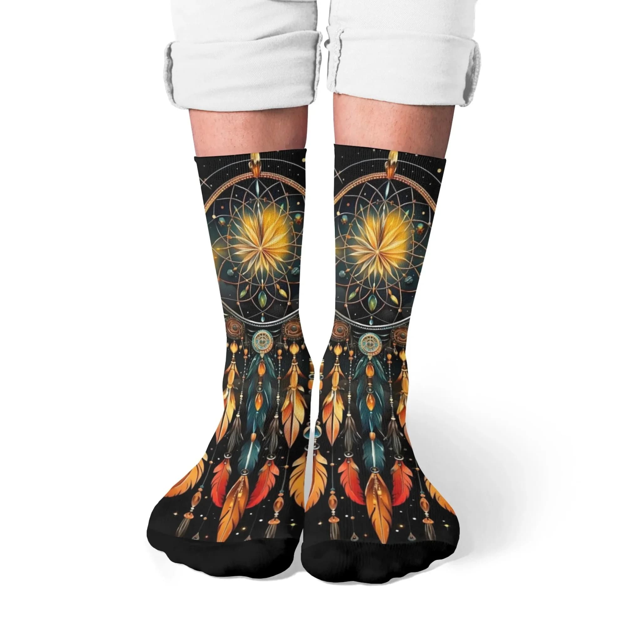 Dream Catcher National Art Men's Socks Novelty Happy Auspicious Women's Socks Retro Fashion Soft Breathable Holiday Party Gift