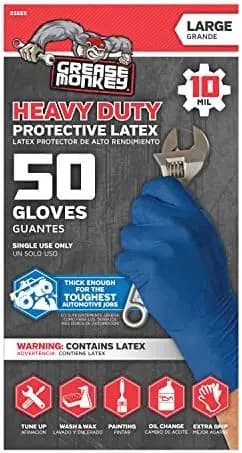 Guanti in lattice Grease Monkey taglia grande-alta - 50 pezzi blu monouso
