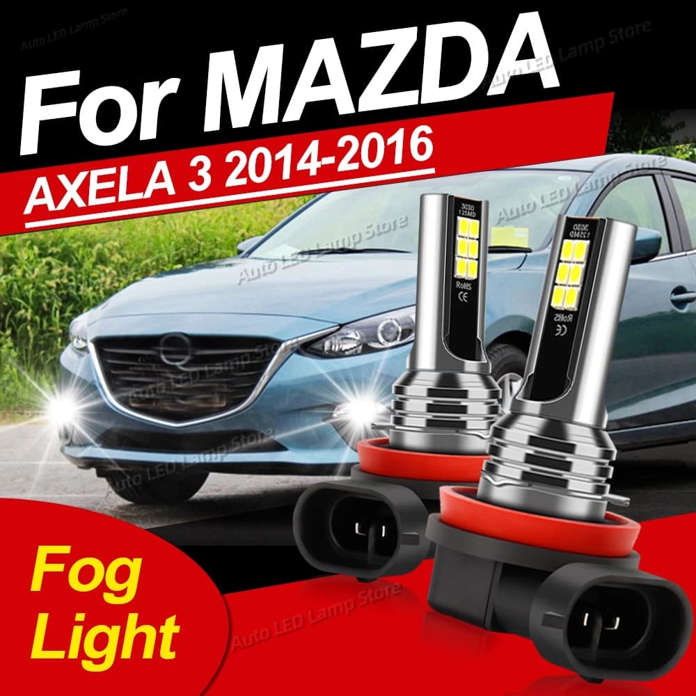 2 pz Auto LED Anteriore Fendinebbia Lampadine 6000 K Lampada Della Nebbia Per MAZDA AXELA 3 2014 2015 2016 Plug and Play 80 W Accessori 3030 SMD Chip