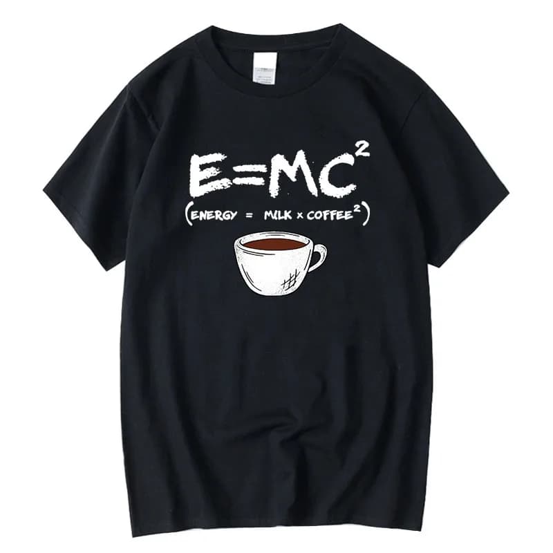 Men's T-shirt 100% Cotton Casual Funny Energy=Milk+Coffee Print Loose O-neck Cool Top for Men Short Sleeve Summer Male Tees