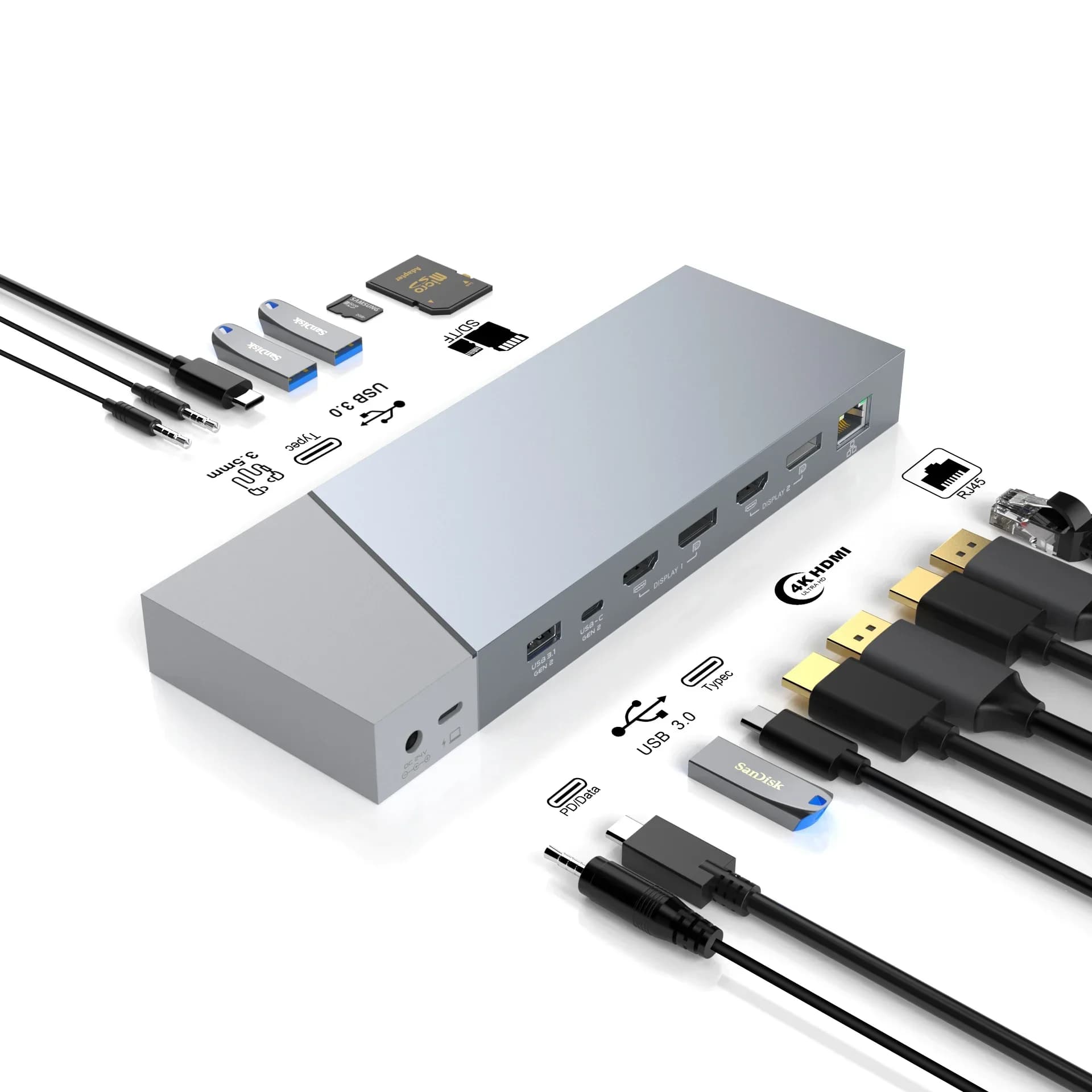 Docking station universale per laptop 16 in 1 di tipo C Docking station dual displaylink tripla 4K60Hz con Ethernet Rj45