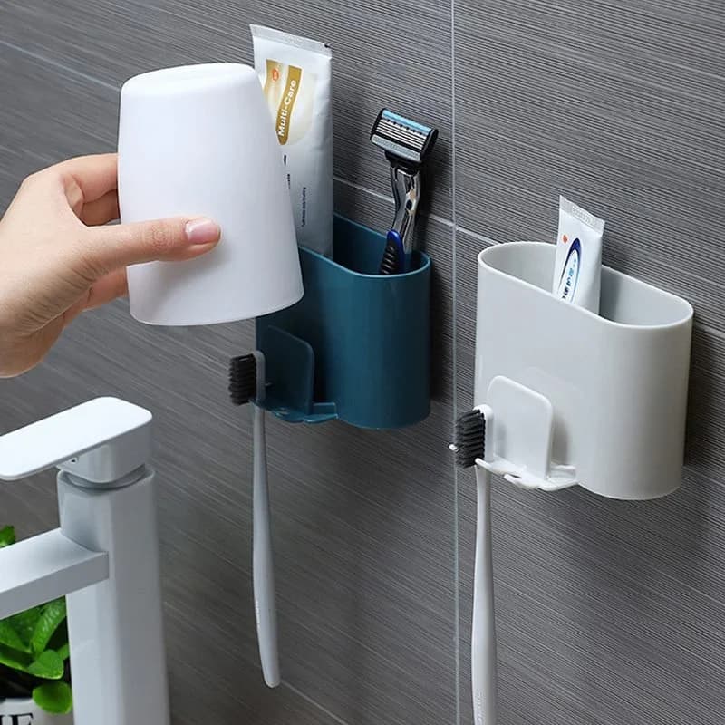 Storage box for toothpaste and toothbrush, bathroom cosmetics holder, non-perforated electric toothbrush holder for home use