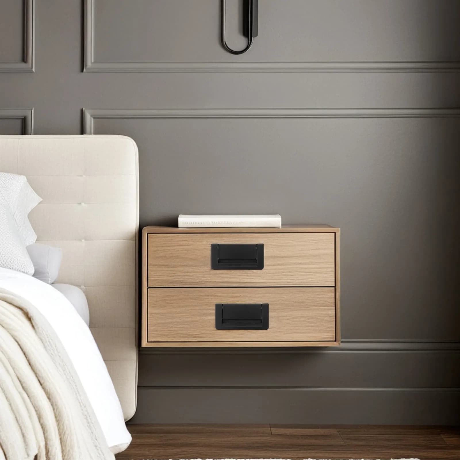Maniglia Nera per Ante di Armadi, Maniglia a Scomparsa in Lega per Cassetti, Ferramenta per Mobili, Cucina, Bagno, Guardaroba, Design Moderno