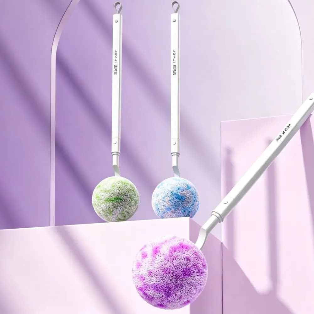 360 Degree Cleaning Toilet Brush Dense Soft Bristles C Shaped Hanging Loop Toilet Bowl Brush Quick Drying Extended Handle