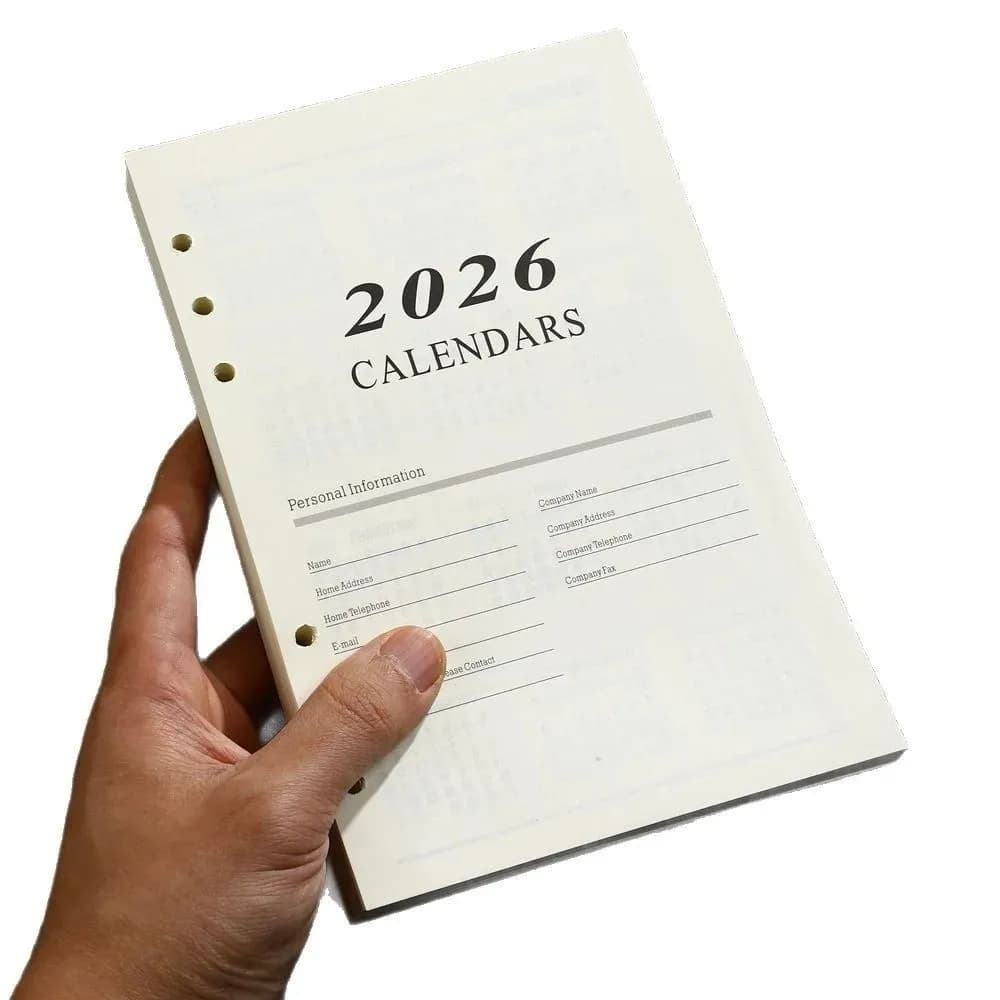 Pagina di ricarica durevole Notebook A5 Agenda giornaliera Fogli perforati Raccoglitore Pagina interna Agenda a fogli mobili