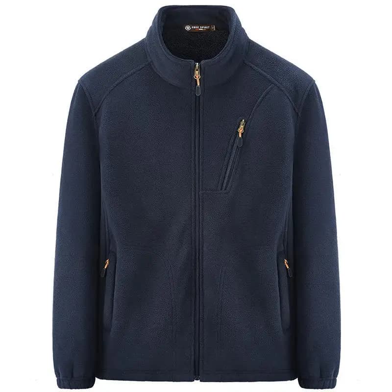 Full Zip Up Fleece Jacket Man Warm Embroidery Polar Fleece Multi-Pockets Thickened Jacket Sport Coat Outdoor Sweatshirt Outwear