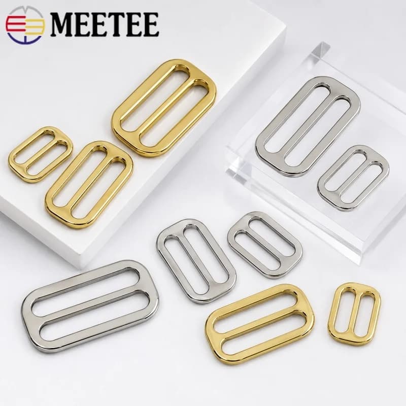 10Pcs 13-38mm Stainless Steel Brass Tri Glide Slider Buckles for Bag Strap Pet Collar Adjuster Hardware Accessories Parts Set