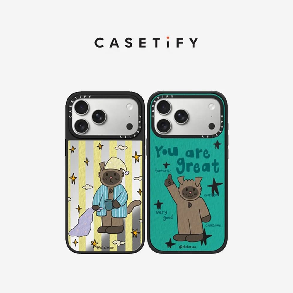 CASETiFY Didi Miao Pajama Meow, Cheer Meow Magnetic Drop-proof Case for iPhone 13 14 15 16 17 Pro Max Air Plus Protect Cover