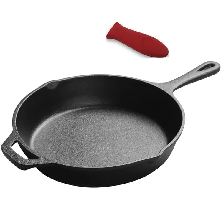 Kitchen pan Outdoor BBQ Outdoor non-stick pancake non-coated non-coated pancake Cooking Cast iron pan with silicone handle