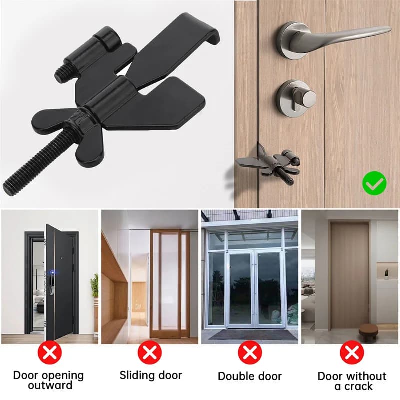 Blocca Porta Antifurto, Serratura per Hotel, Blocco Porta Portatile da Viaggio, Dispositivo di Sicurezza Interno per Casa