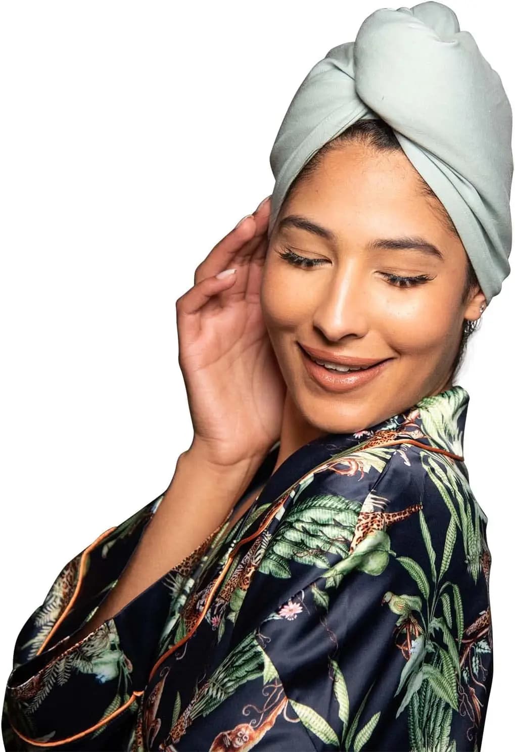Asciugamano per Capelli Ricci e Ondulati - Turbante in Misto Cotone con Chiusura a Bottone - Fascia Assorbente per lo Styling