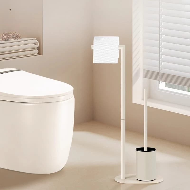 Organizzatore per WC estetico alla vaniglia Porta carta in oro spazzolato con set portaoggetti da bagno con portaspazzole staccabile