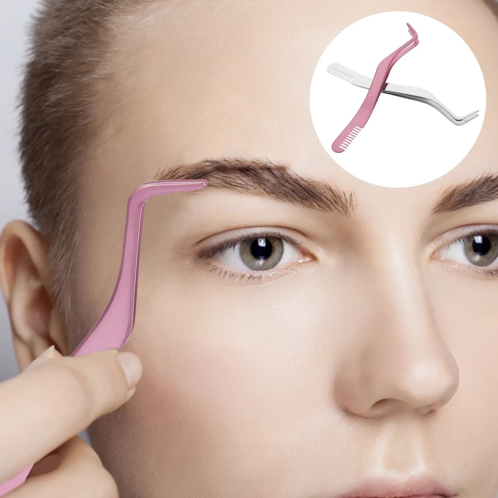 2 Pinzette Professionali in Acciaio Inossidabile per Ciglia Finte, Strumento per Applicazione, Regolazione Facile, Riparazione e Pulizia del Trucco