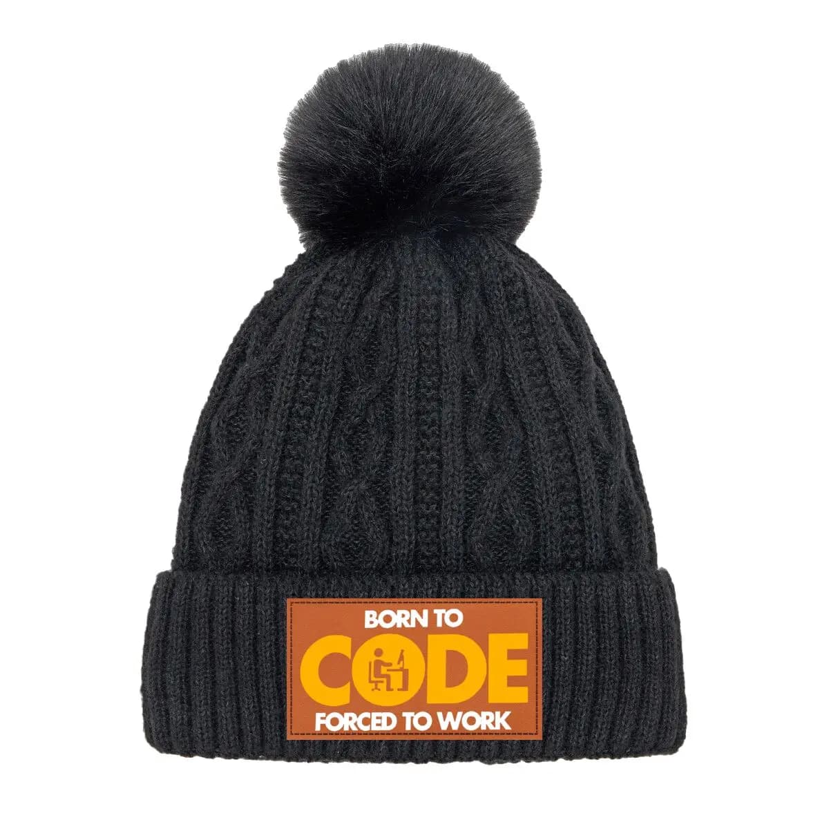 Born To Code Forced To Work Text 2025 Berretto con pompon alla moda da donna