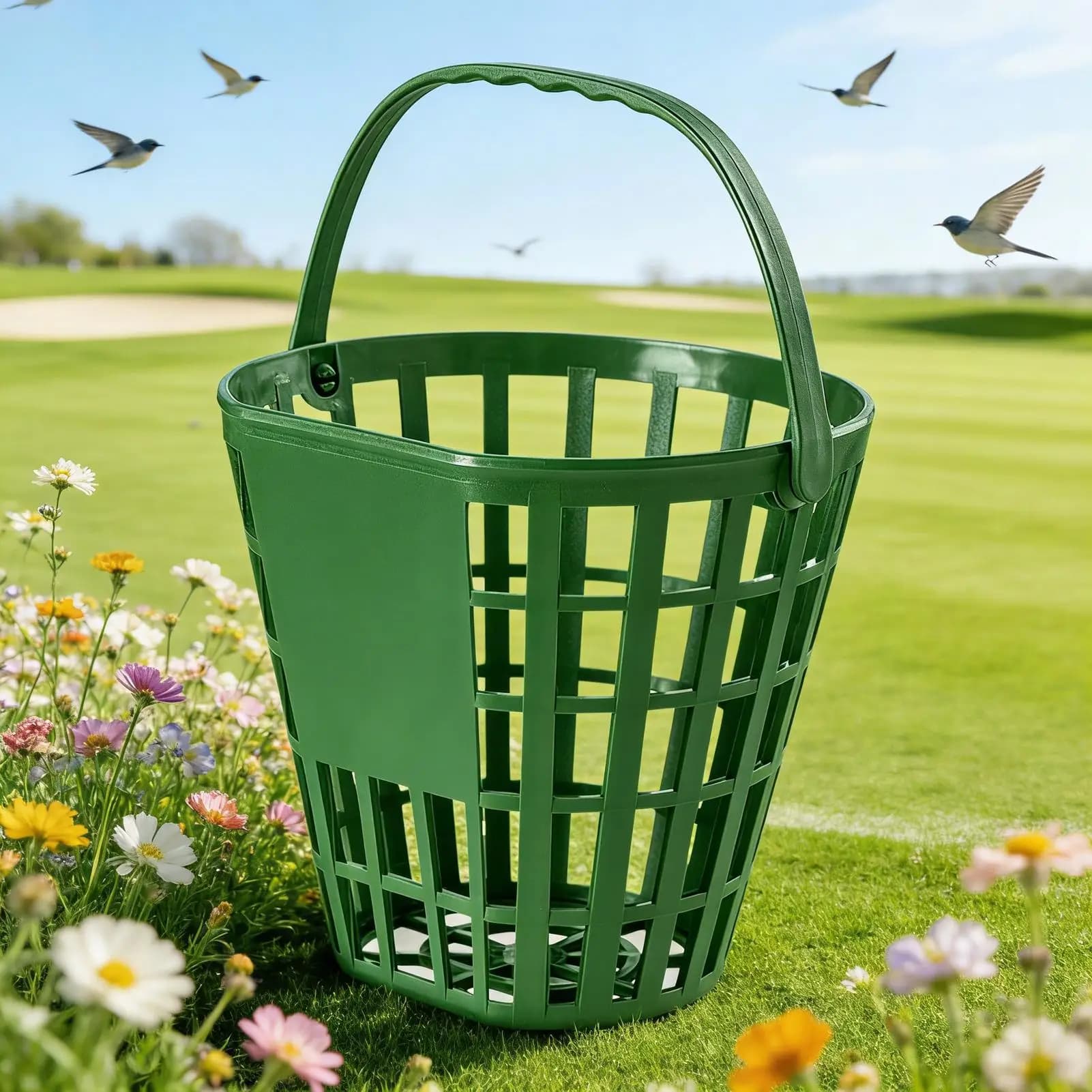Secchio Portapalline da Golf con Manico, Contenitore in Plastica Resistente per 50 Palline, Ideale per Campo Pratica, Casa, Garage, Ufficio, Club