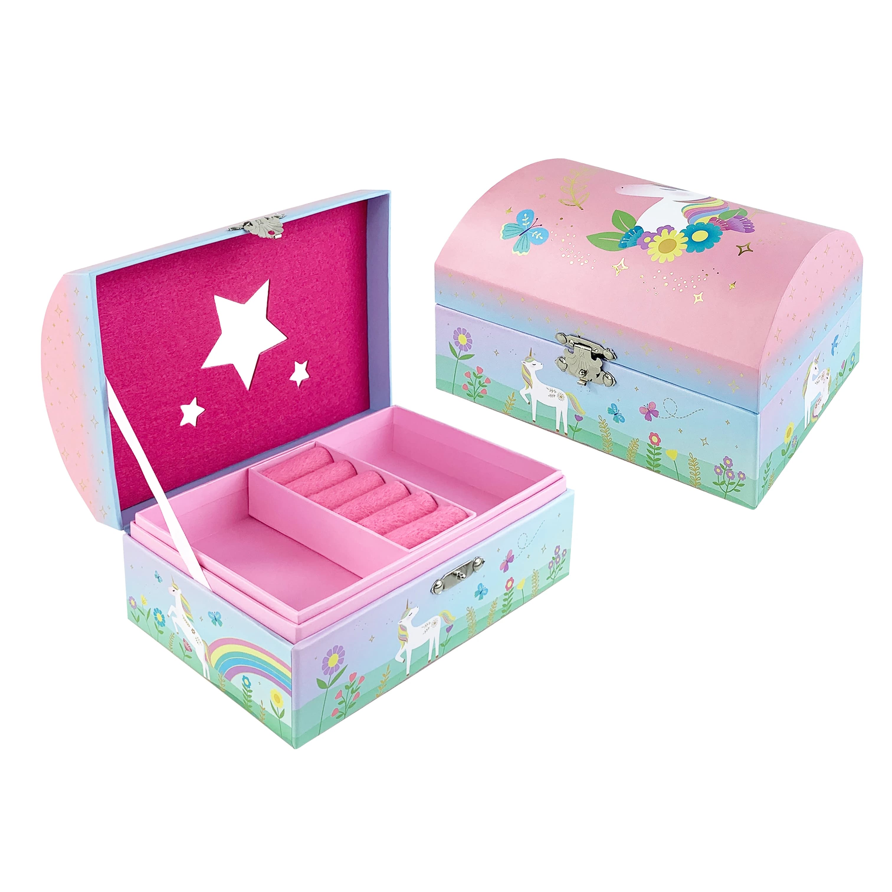 Elegant Pink Unicorn Flip-Cover Jewelry Box Arch-Shaped High-End Storage Case for Valuable Accessories