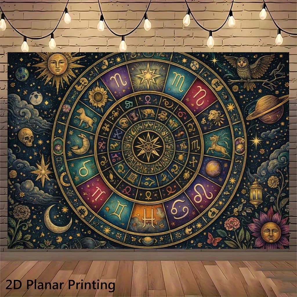 Cosmic Zodiac Constellation Tapestry Boho Galaxy Wall Art Celestial Astrology Decor Room Hanging Mystical Gift