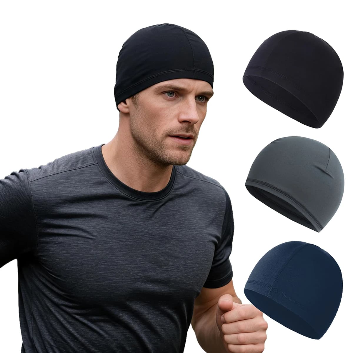 Cycling Skull Beanie Caps Men Women Elastic Cotton Feel Hiking Soft Skiing Mask Helmet Liner Hats Windproof Camping Running Cap