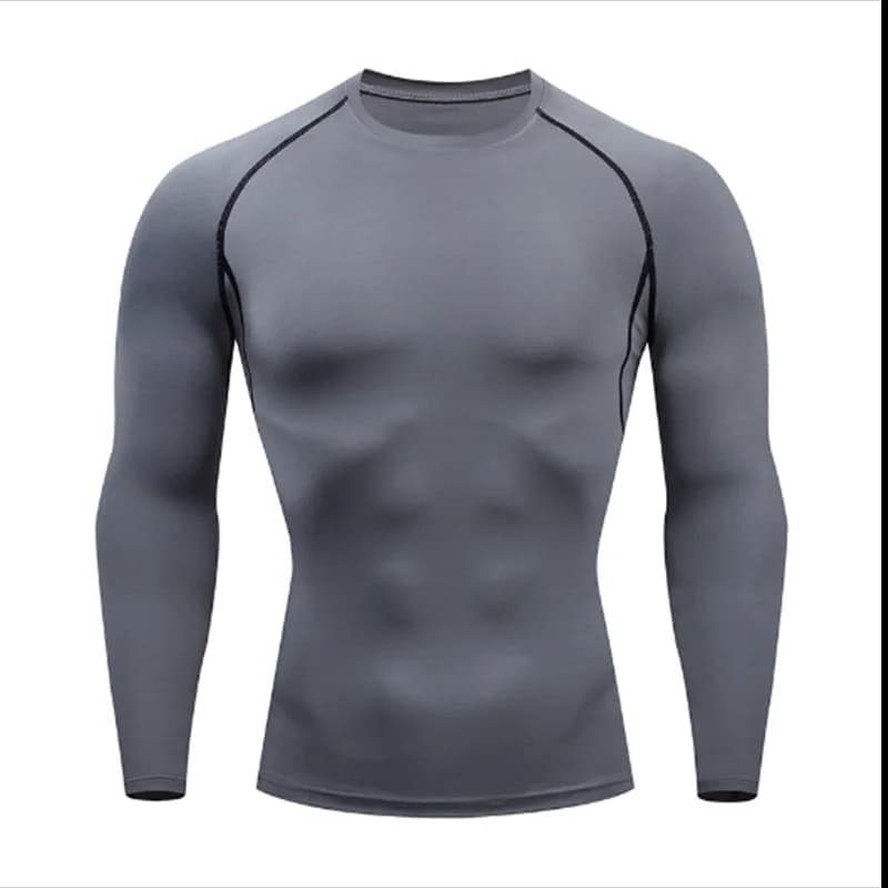 Maglietta Sportiva da Uomo 2026 per Bodybuilding, Asciugatura Rapida, Manica Lunga, Compressione, Top da Palestra, Fitness, Rashguard Aderente