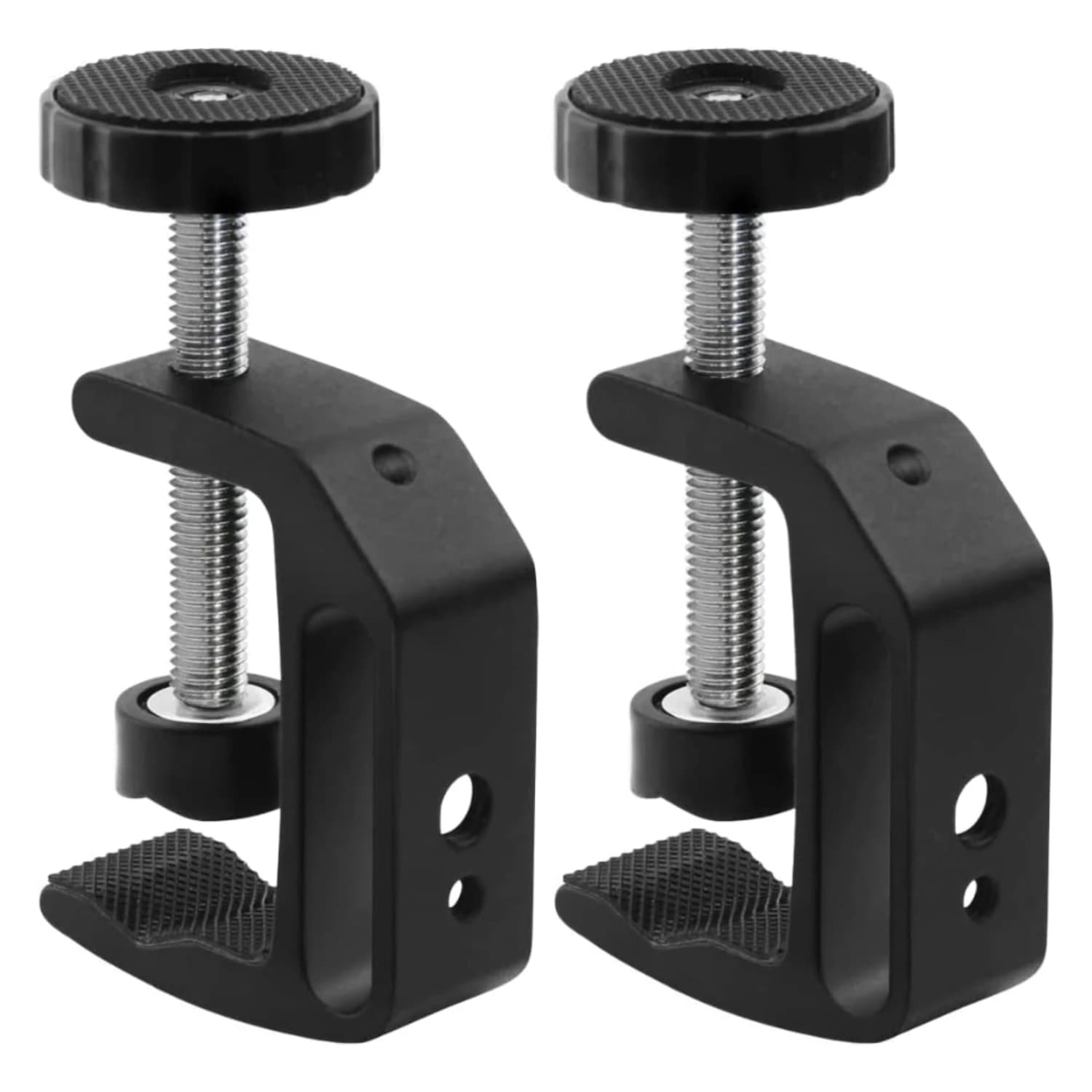 Morsetto universale a C da 2 pezzi con foro filettato da 1/4 e 3/8 per supporto da tavolo, monitor LCD, flash, scrivanie, carrelli, banchi, tavoli da lavoro