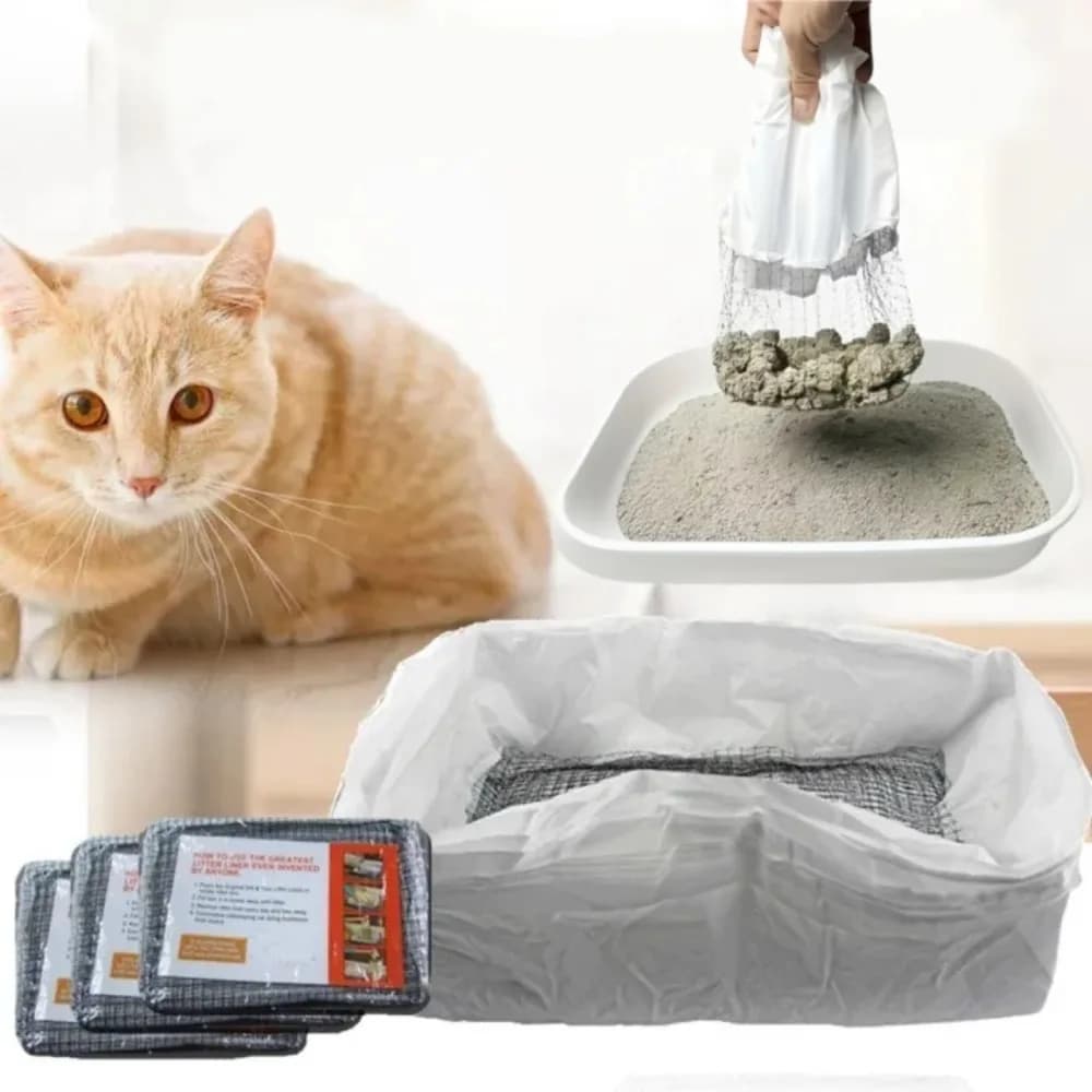 10pcs Washable Cat Supplies Grid Filter Bag Plastic Easy To Use Designed for Pet Litter Box Liners Clean Hands-free Fecal Filter
