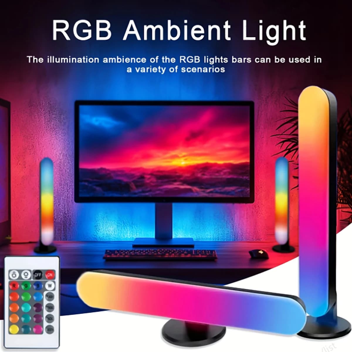 2 strisce luminose a LED, cambio colore RGB, telecomando a 24 tasti, atmosfera sinfonica, ritmo musicale, illuminazione ambientale, adatte per stanze, giochi, TV, feste, Natale, alimentate tramite USB