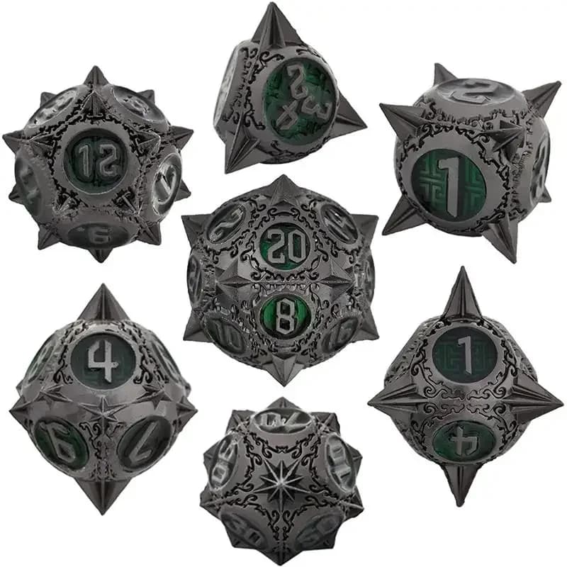 Set di dadi in metallo DND Dungeon e Dragon adatto per un rotolamento fluido nei giochi di ruolo e da tavolo 7 pezzi
