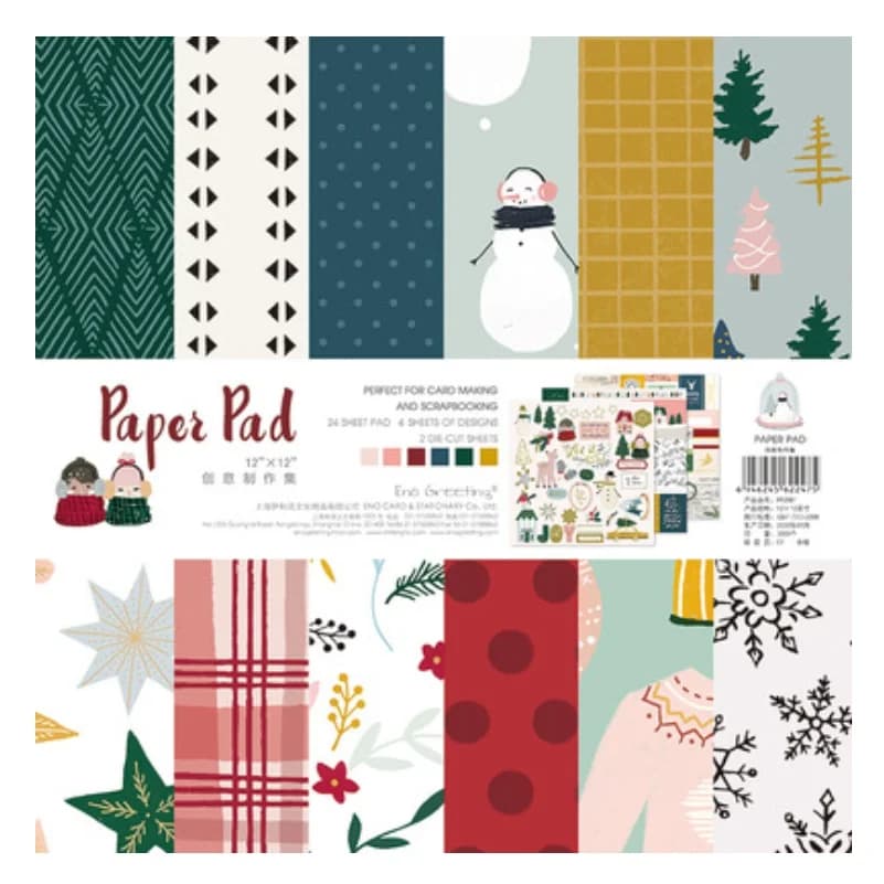 12 Inch Let's Snow Christmas Handmade Scrapbook Paper Background Paper 24Sheets DIY Origami Craft Art Home Deco