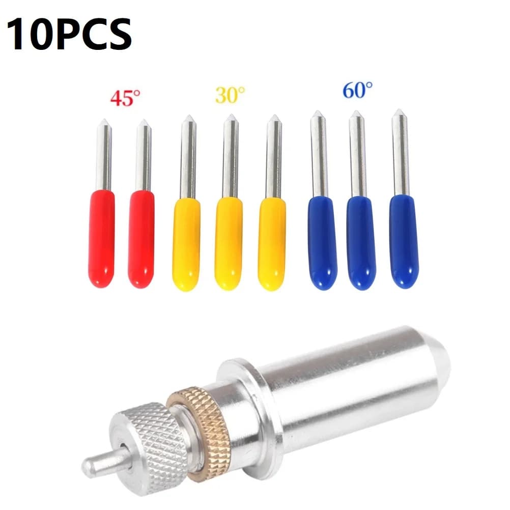 10pcs Steel Blade Holder Set With 30/45/60 Degree For Blade For Roland Vinyl Cutter Plotter, 23mm Length