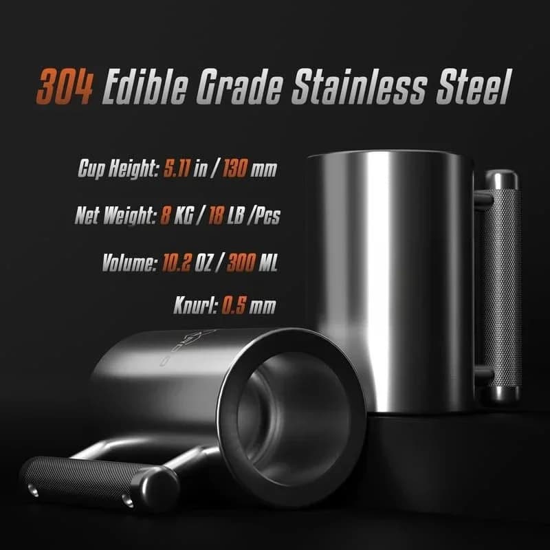 Stainless steel fitness cup, durable design with weight plate