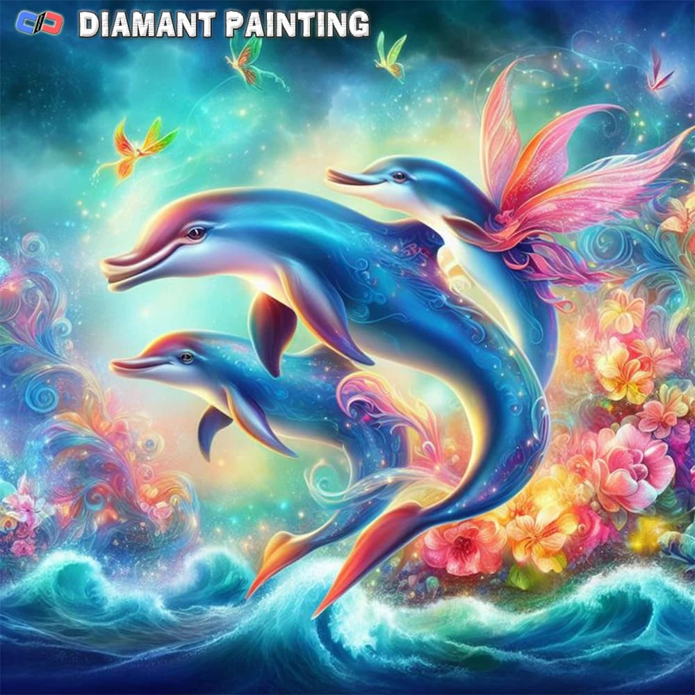 5D New Arrival Diamond Painting Blue Dolphin Animal Wall Decor DIY Embroidery Kits Mosaic Sunset Handmade Hobby Children's Gift