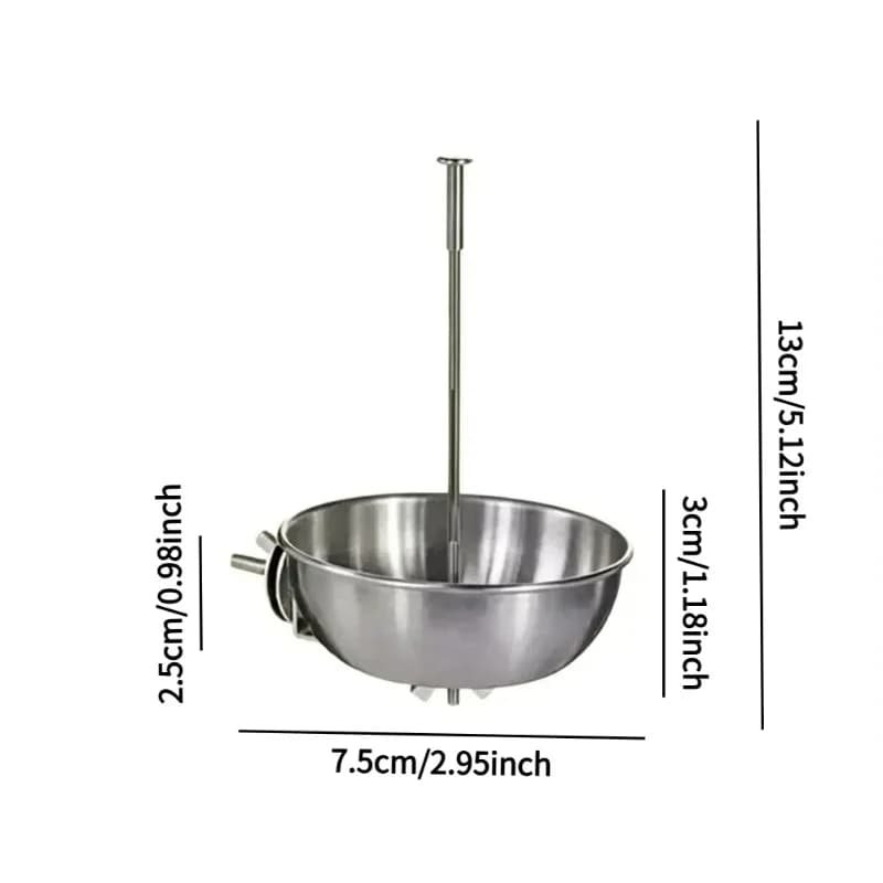 Wholesale Stainless Steel Bird Fruit Fork & Feeding Hook Spare Anti‑Spill Food Bowl Parrot Birdcage Feeding Pet Bird Supplies