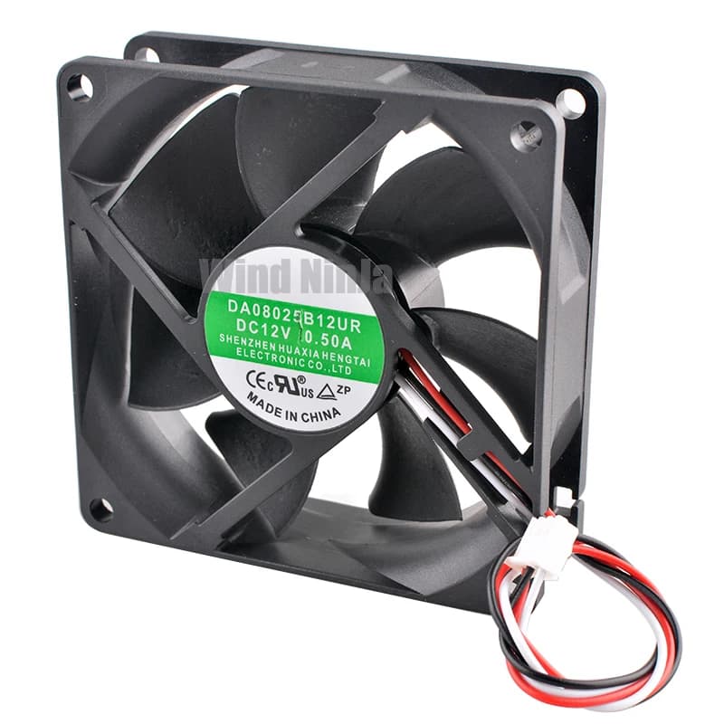 8cm Dual Ball Bearing Cooling Fan 80mm X 25mm 12V 0.50A 3-Pin UPS Power Supply Compatible Computer Hardware - DA08025B12UR