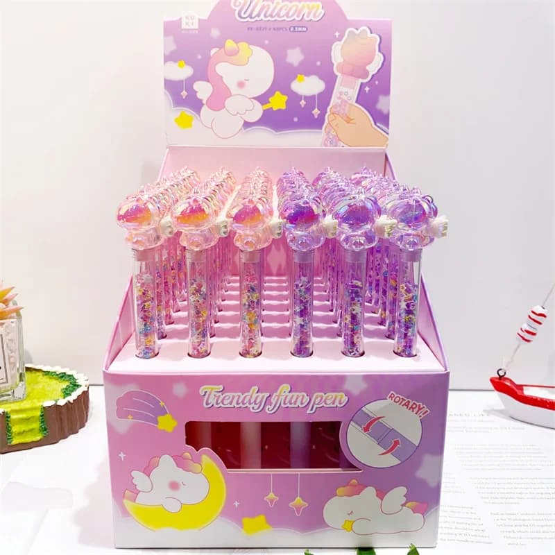 24 pz/lotto Creative Unicorn Press Gel Pen Cute 0.5mm Black Ink Signature Pens cancelleria Gift School Writing Supplies