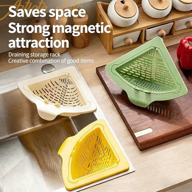 Cestello magnetico in silicone per angolo lavello, scolapiatti, portaoggetti piccolo per cucina, per rifiuti, scarti alimentari, frutta e verdura