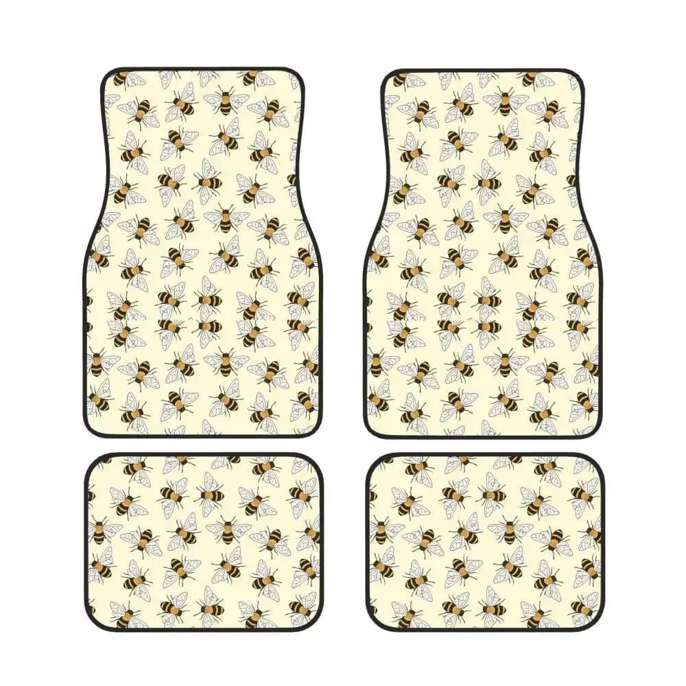 Watercolor Bumblebee 4PCS Carpets waterproof rubber Carpets Carpets Non-slip Car Mats Universal Type Parts