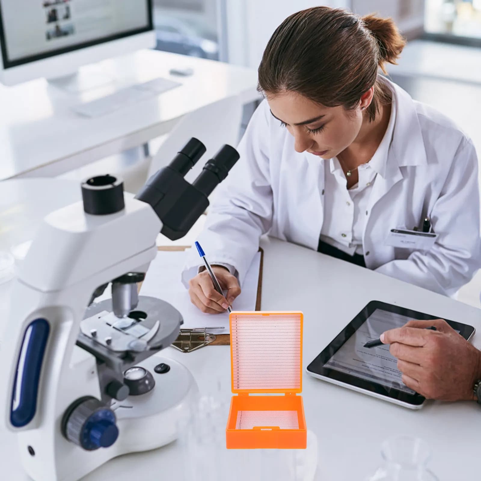 Porta Vetrini per Microscopio Compatto in ABS di Qualità, Contenitore per Vetrini da Laboratorio, Forniture per Insegnamento Medico e Ricerca Scientifica