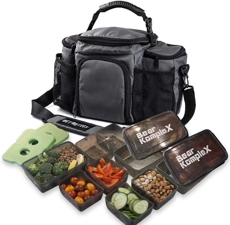 Contenitore Termico per Pranzo con 3 Contenitori Impilabili, Pacco Ghiaccio, Impermeabile e Lavabile in Lavastoviglie per Lavoro e Viaggi