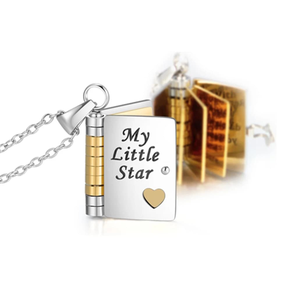 Collana del libro My Little Star La mia incredibile collana del libro della figlia apribile 6 pagine di informazioni incise Gioielli regalo di compleanno